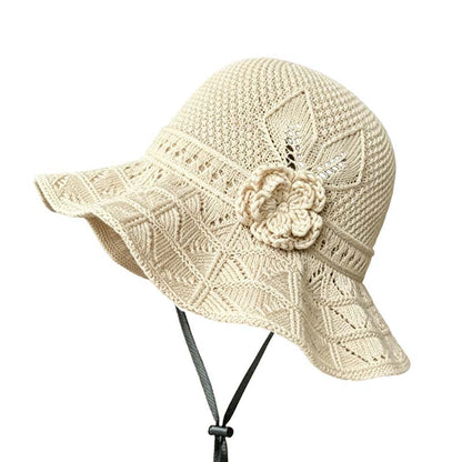 🌸 Women's Crochet Bucket Hat with Flower Accent – Last Day Limited Time Offer!