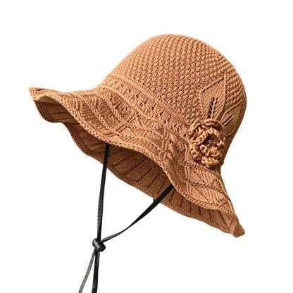 🌸 Women's Crochet Bucket Hat with Flower Accent – Last Day Limited Time Offer!